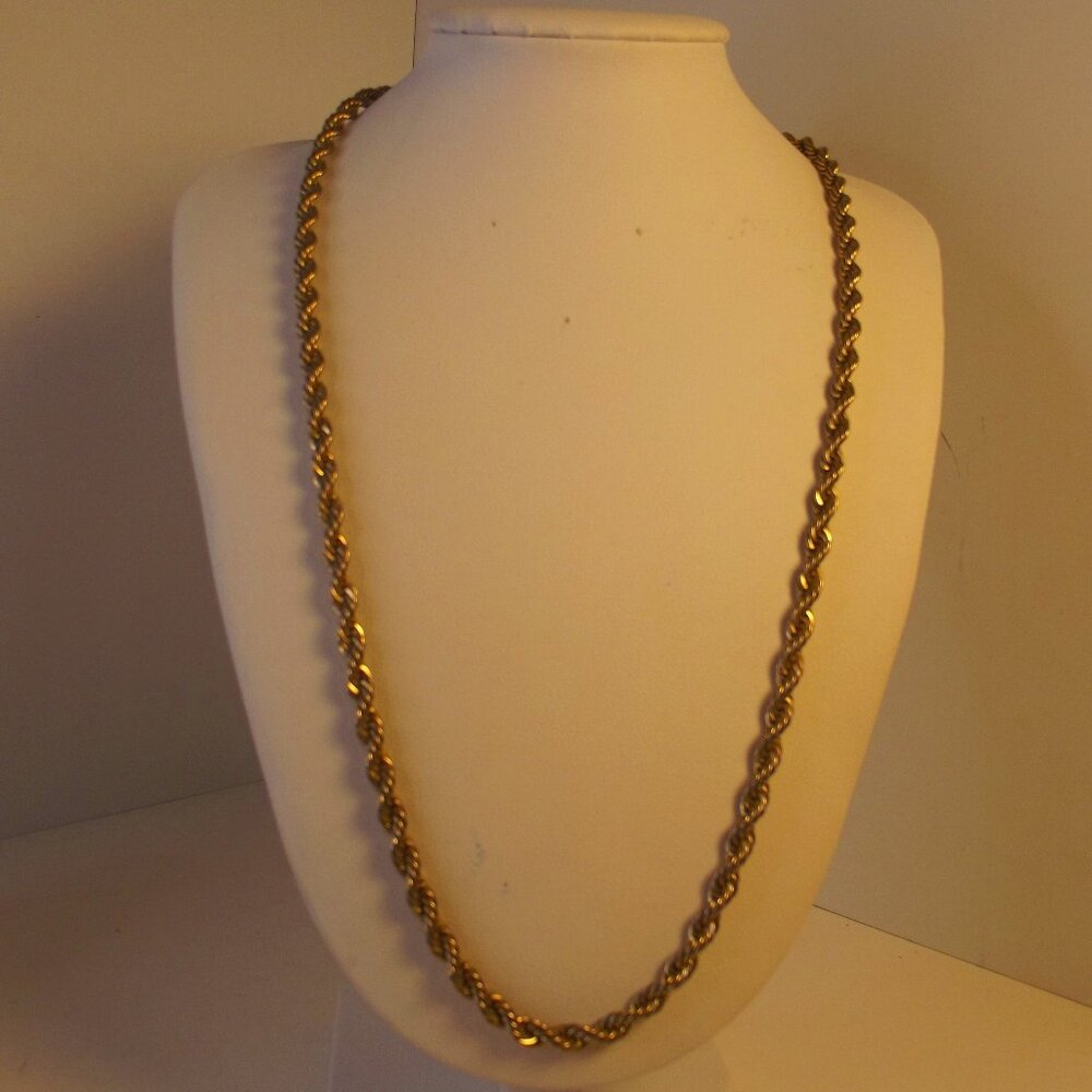 Vintage Gold Tone Rope Chain - 19 inches